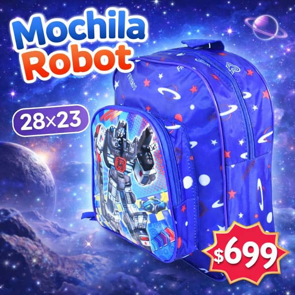 Mochila infantil Robot 28x23x10cm.